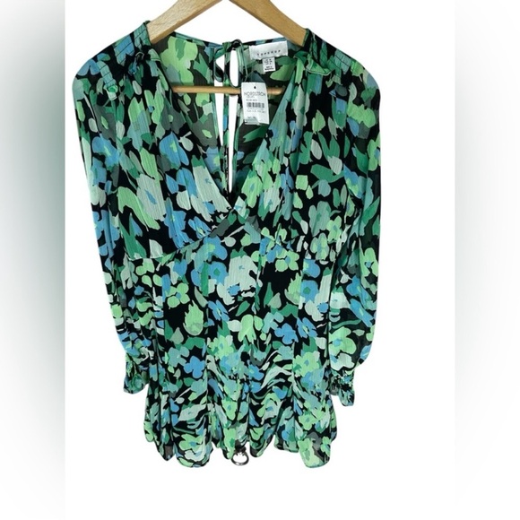 NWT-Topshop‎ ASOS Size 4 Godet Mini Dress Green/Black (Days of our Lives) - Picture 5 of 7